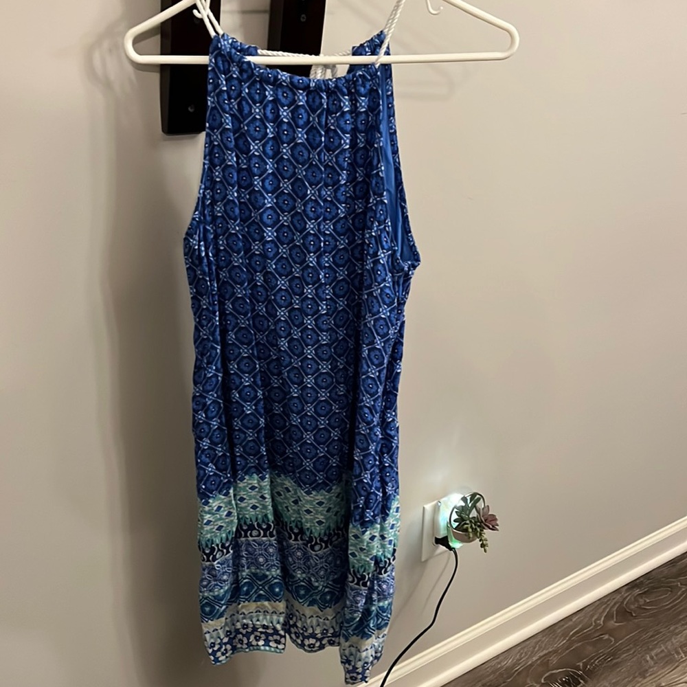 Hollister Blue and Green Halter Dress, size medium
